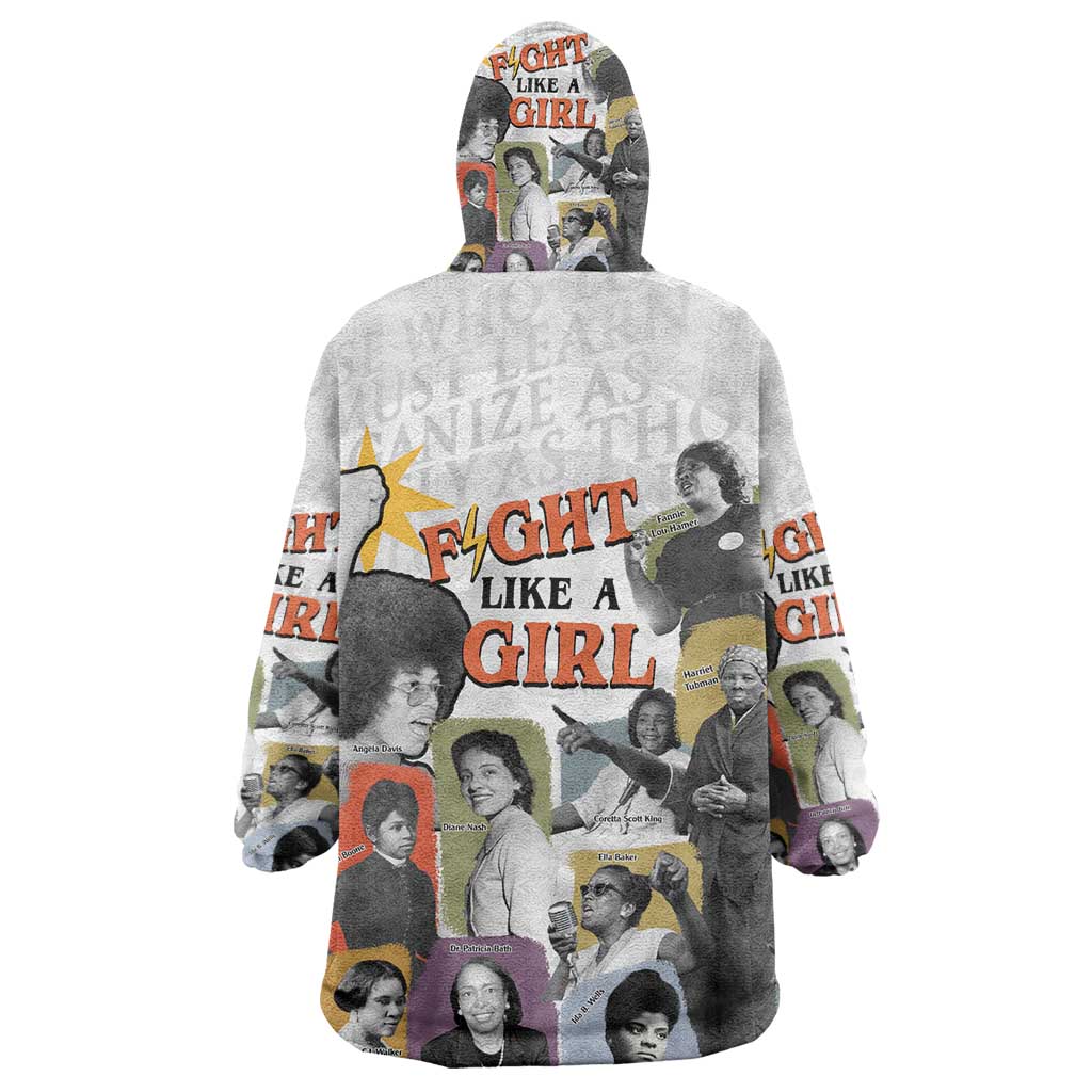 Black History Fight Like A Girl Kid Wearable Blanket Hoodie African Feminist Icons and Bold Retro Art Style - Wonder Print Shop