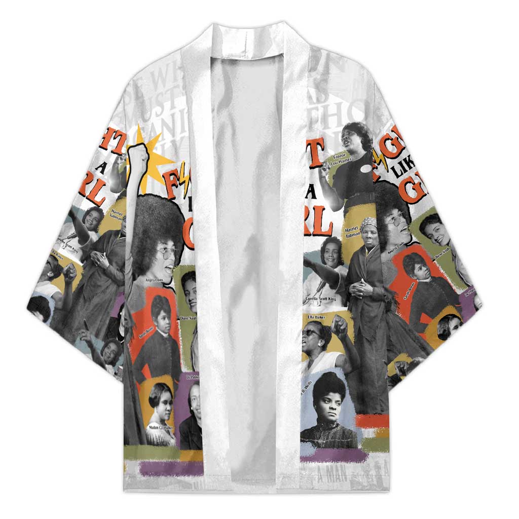 Black History Fight Like A Girl Kimono African Feminist Icons and Bold Retro Art Style - Wonder Print Shop