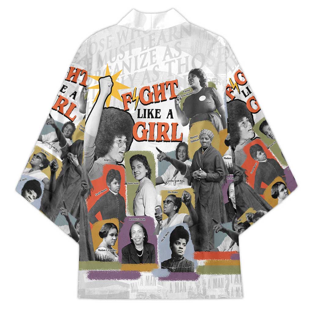 Black History Fight Like A Girl Kimono African Feminist Icons and Bold Retro Art Style - Wonder Print Shop
