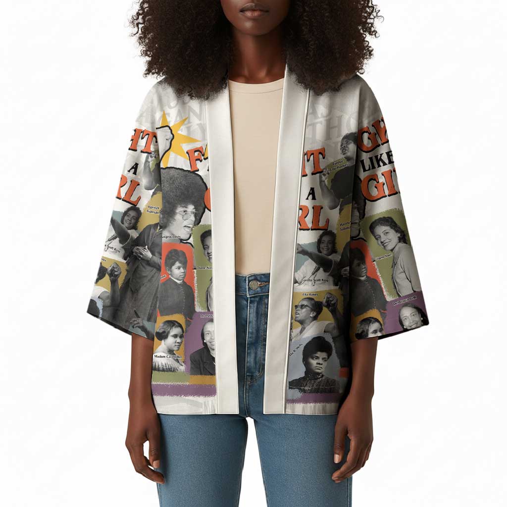 Black History Fight Like A Girl Kimono African Feminist Icons and Bold Retro Art Style - Wonder Print Shop