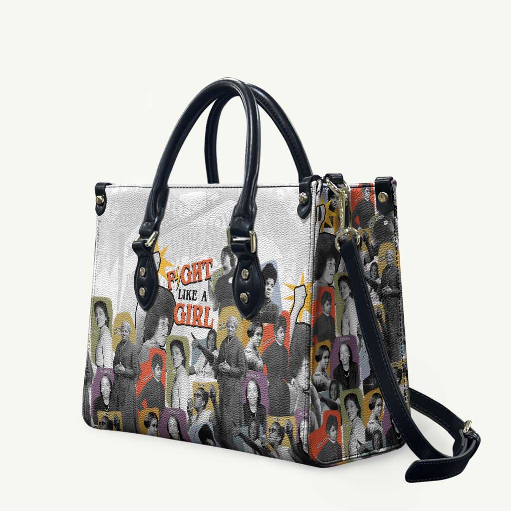 Black History Fight Like A Girl Leather Bag African Feminist Icons and Bold Retro Art Style - Wonder Print Shop