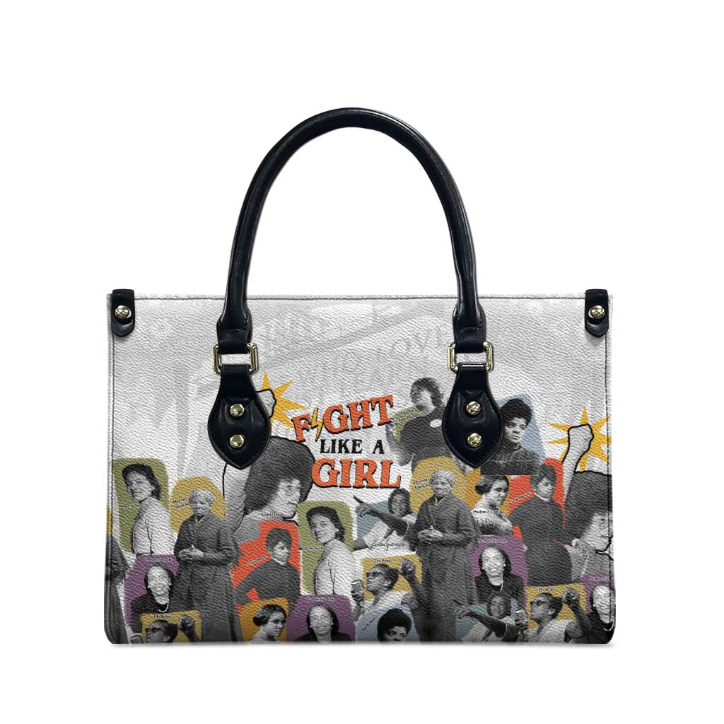 Black History Fight Like A Girl Leather Bag African Feminist Icons and Bold Retro Art Style - Wonder Print Shop