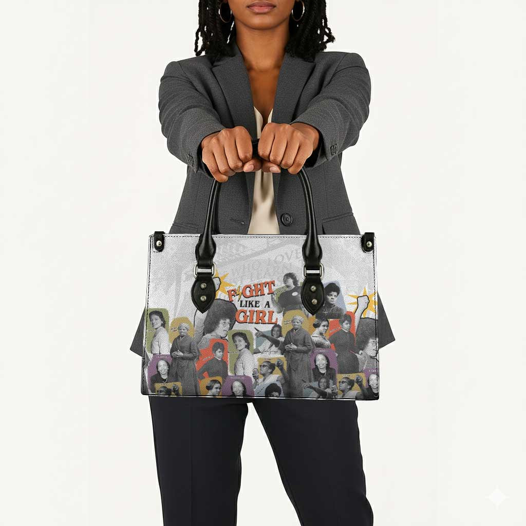 Black History Fight Like A Girl Leather Bag African Feminist Icons and Bold Retro Art Style - Wonder Print Shop