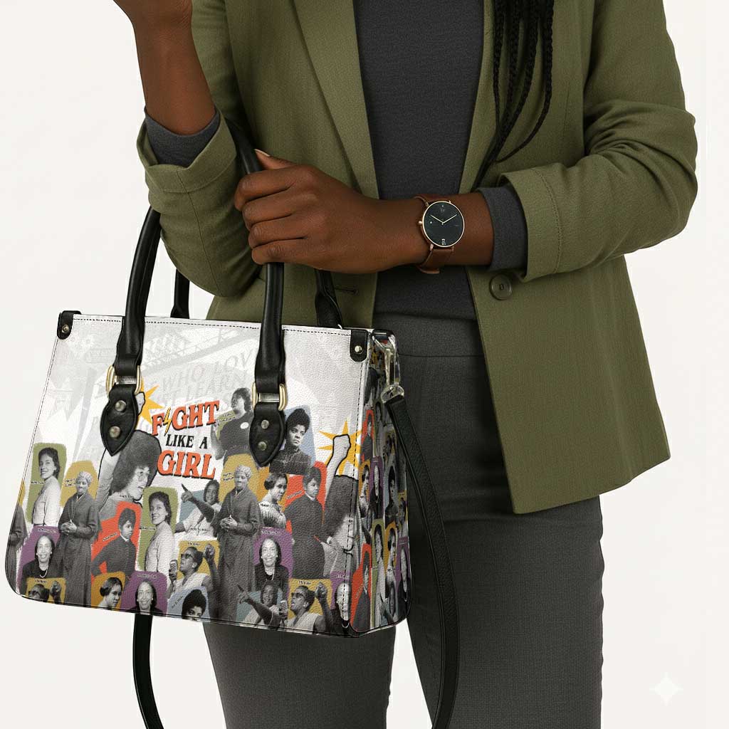 Black History Fight Like A Girl Leather Bag African Feminist Icons and Bold Retro Art Style - Wonder Print Shop