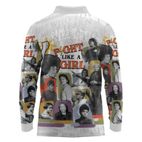 Black History Fight Like A Girl Long Sleeve Polo Shirt African Feminist Icons and Bold Retro Art Style - Wonder Print Shop