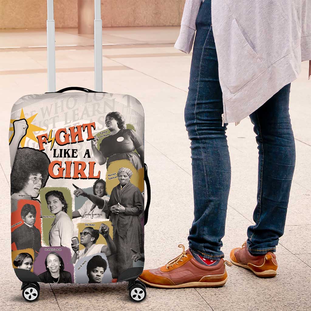 Black History Fight Like A Girl Luggage Cover African Feminist Icons and Bold Retro Art Style - Wonder Print Shop