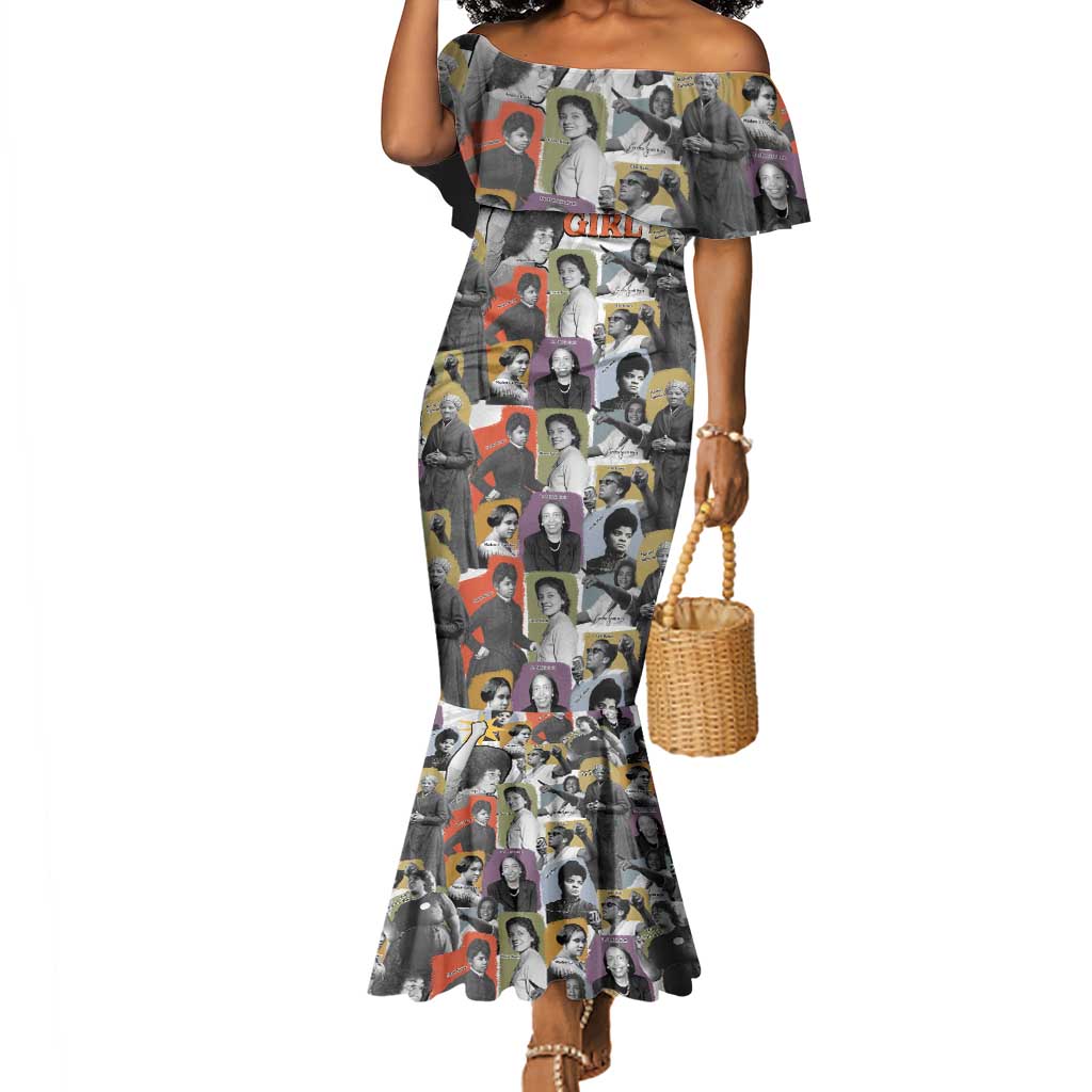 Black History Fight Like A Girl Mermaid Dress African Feminist Icons and Bold Retro Art Style - Wonder Print Shop