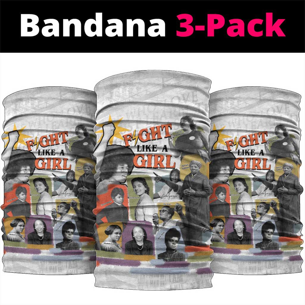 Black History Fight Like A Girl Neck Gaiter African Feminist Icons and Bold Retro Art Style - Wonder Print Shop