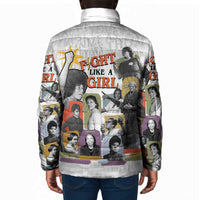 Black History Fight Like A Girl Padded Jacket African Feminist Icons and Bold Retro Art Style - Wonder Print Shop