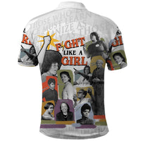 Black History Fight Like A Girl Polo Shirt African Feminist Icons and Bold Retro Art Style - Wonder Print Shop
