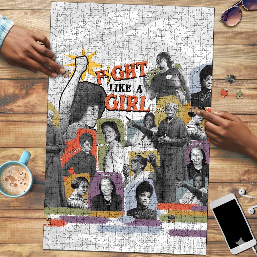 Black History Fight Like A Girl Puzzle African Feminist Icons and Bold Retro Art Style - Wonder Print Shop