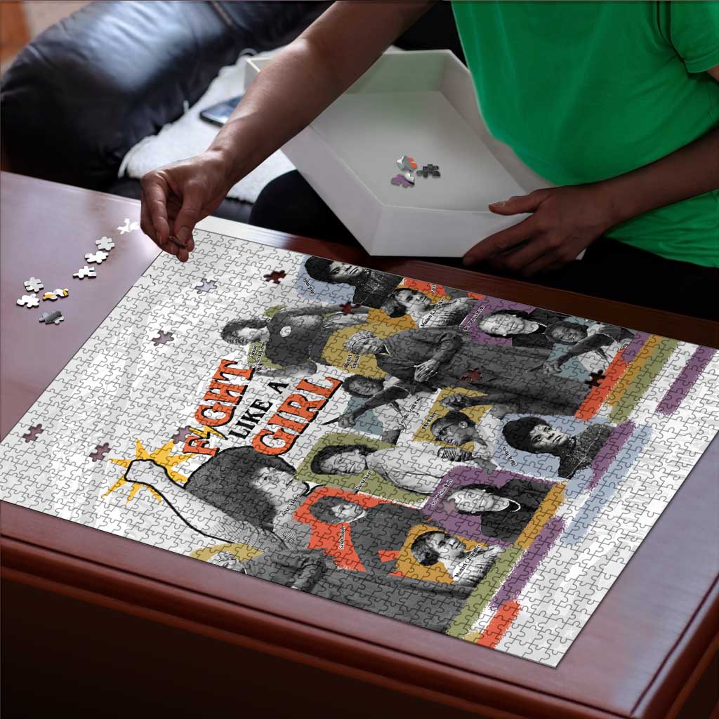 Black History Fight Like A Girl Puzzle African Feminist Icons and Bold Retro Art Style - Wonder Print Shop