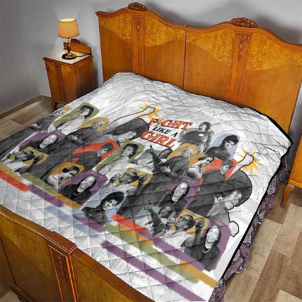 Black History Fight Like A Girl Quilt African Feminist Icons and Bold Retro Art Style - Wonder Print Shop