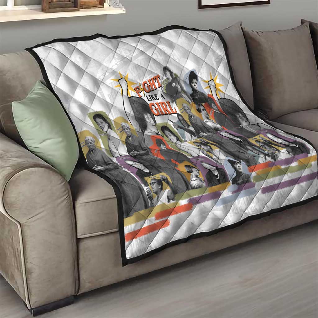 Black History Fight Like A Girl Quilt African Feminist Icons and Bold Retro Art Style - Wonder Print Shop