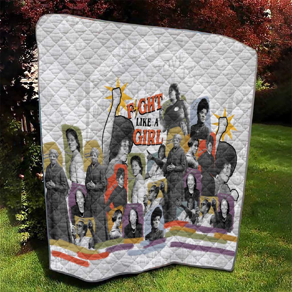 Black History Fight Like A Girl Quilt African Feminist Icons and Bold Retro Art Style - Wonder Print Shop