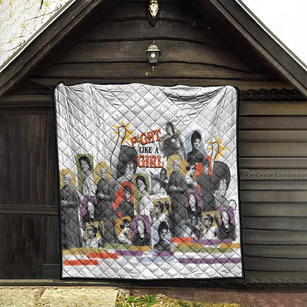 Black History Fight Like A Girl Quilt African Feminist Icons and Bold Retro Art Style - Wonder Print Shop