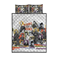 Black History Fight Like A Girl Quilt Bed Set African Feminist Icons and Bold Retro Art Style - Wonder Print Shop