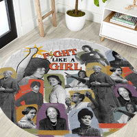 Black History Fight Like A Girl Round Carpet African Feminist Icons and Bold Retro Art Style - Wonder Print Shop