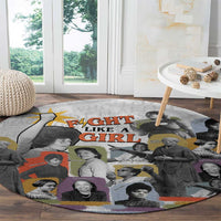 Black History Fight Like A Girl Round Carpet African Feminist Icons and Bold Retro Art Style - Wonder Print Shop