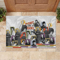 Black History Fight Like A Girl Rubber Doormat African Feminist Icons and Bold Retro Art Style - Wonder Print Shop