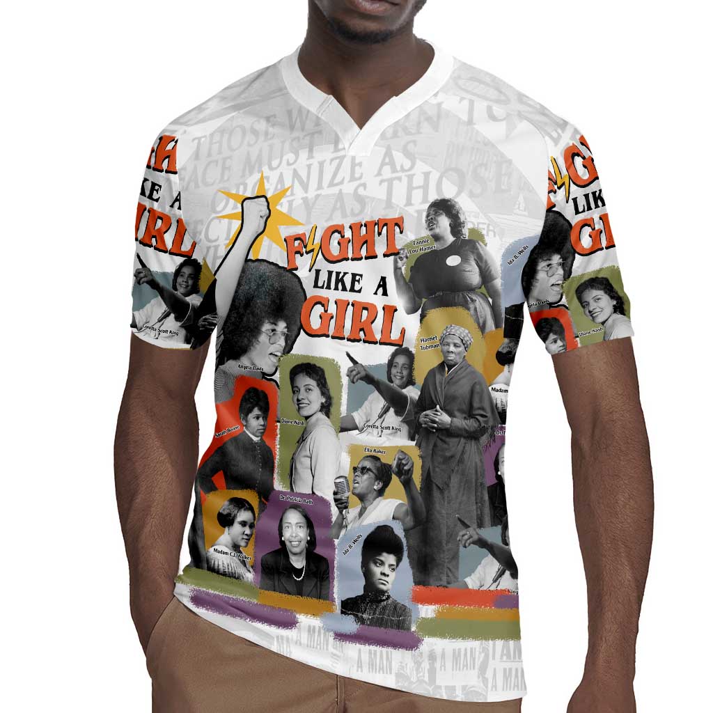 Black History Fight Like A Girl Rugby Jersey African Feminist Icons and Bold Retro Art Style - Wonder Print Shop