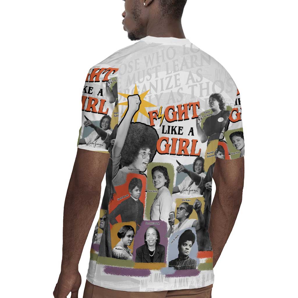 Black History Fight Like A Girl Rugby Jersey African Feminist Icons and Bold Retro Art Style - Wonder Print Shop