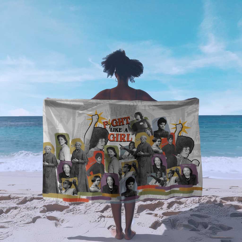 Black History Fight Like A Girl Sarong African Feminist Icons and Bold Retro Art Style - Wonder Print Shop