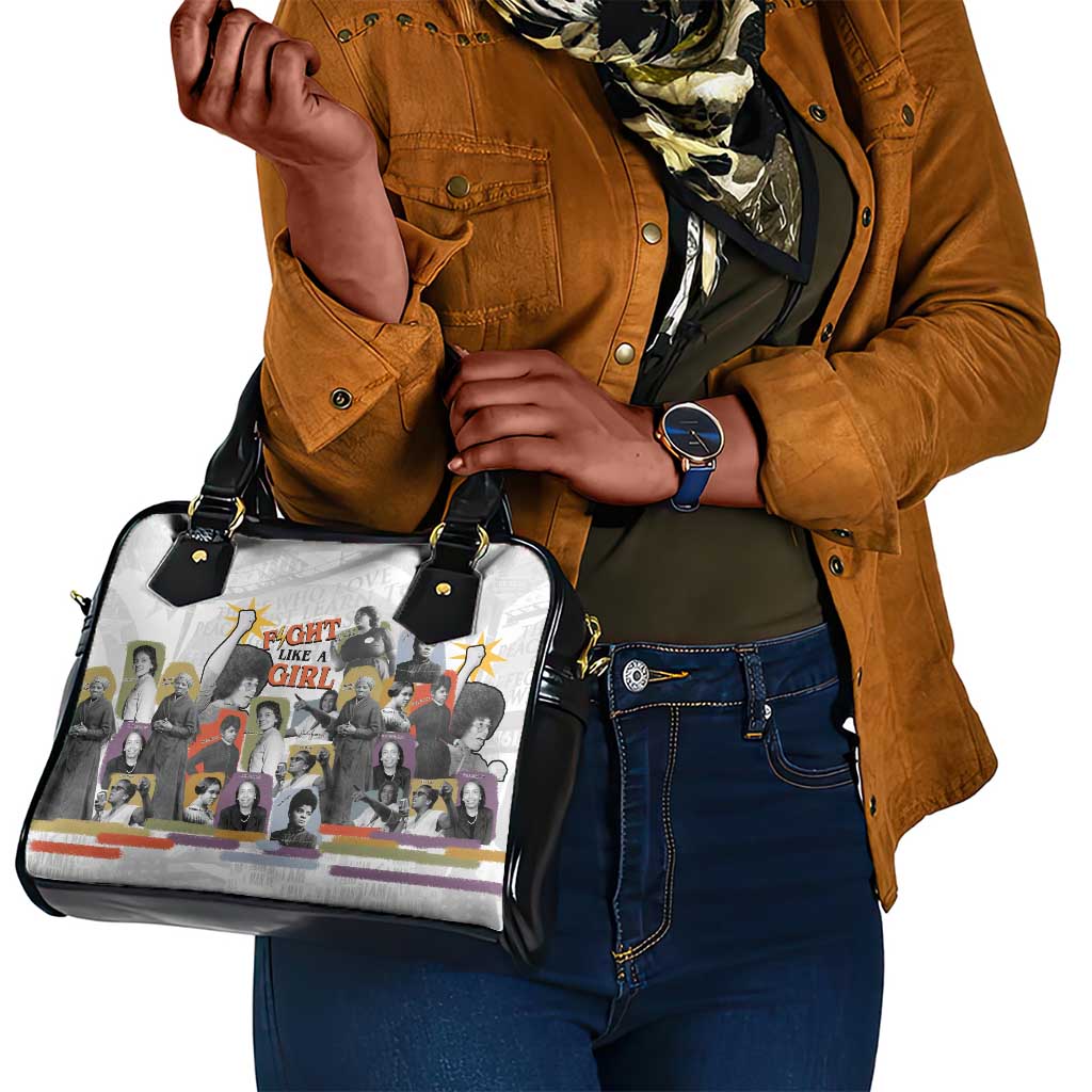 Black History Fight Like A Girl Shoulder Handbag African Feminist Icons and Bold Retro Art Style - Wonder Print Shop