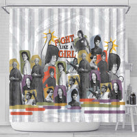 Black History Fight Like A Girl Shower Curtain African Feminist Icons and Bold Retro Art Style - Wonder Print Shop