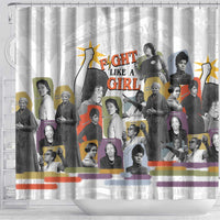 Black History Fight Like A Girl Shower Curtain African Feminist Icons and Bold Retro Art Style - Wonder Print Shop