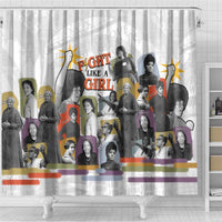 Black History Fight Like A Girl Shower Curtain African Feminist Icons and Bold Retro Art Style - Wonder Print Shop