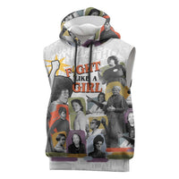Black History Fight Like A Girl Sleeveless Hoodie African Feminist Icons and Bold Retro Art Style - Wonder Print Shop