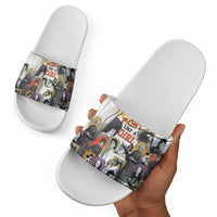 Black History Fight Like A Girl Slide Sandals African Feminist Icons and Bold Retro Art Style - Wonder Print Shop