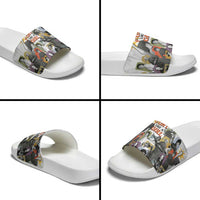 Black History Fight Like A Girl Slide Sandals African Feminist Icons and Bold Retro Art Style - Wonder Print Shop