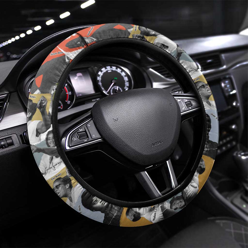 Black History Fight Like A Girl Steering Wheel Cover African Feminist Icons and Bold Retro Art Style - Wonder Print Shop