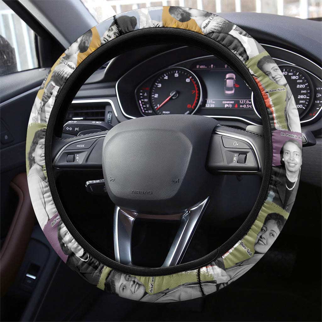 Black History Fight Like A Girl Steering Wheel Cover African Feminist Icons and Bold Retro Art Style - Wonder Print Shop