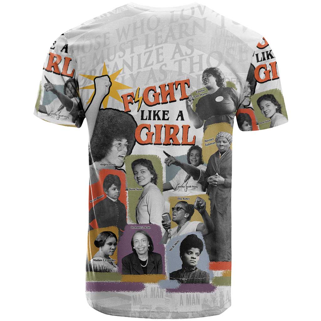 Black History Fight Like A Girl T shirt African Feminist Icons and Bold Retro Art Style - Wonder Print Shop