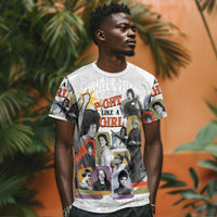 Black History Fight Like A Girl T shirt African Feminist Icons and Bold Retro Art Style - Wonder Print Shop