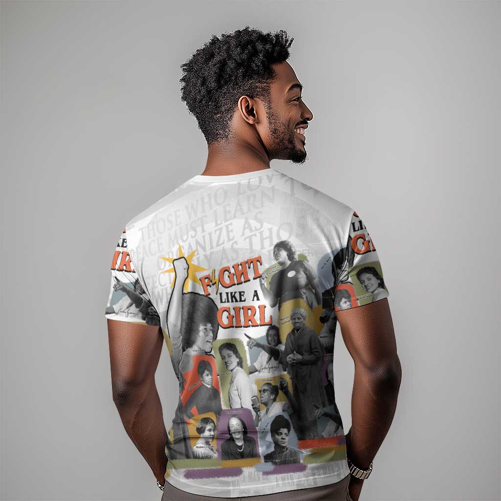 Black History Fight Like A Girl T shirt African Feminist Icons and Bold Retro Art Style - Wonder Print Shop