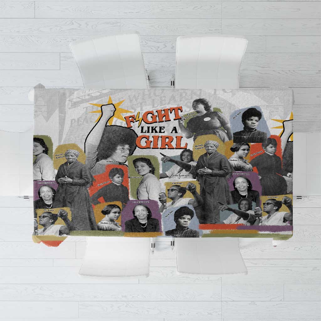 Black History Fight Like A Girl Tablecloth African Feminist Icons and Bold Retro Art Style - Wonder Print Shop