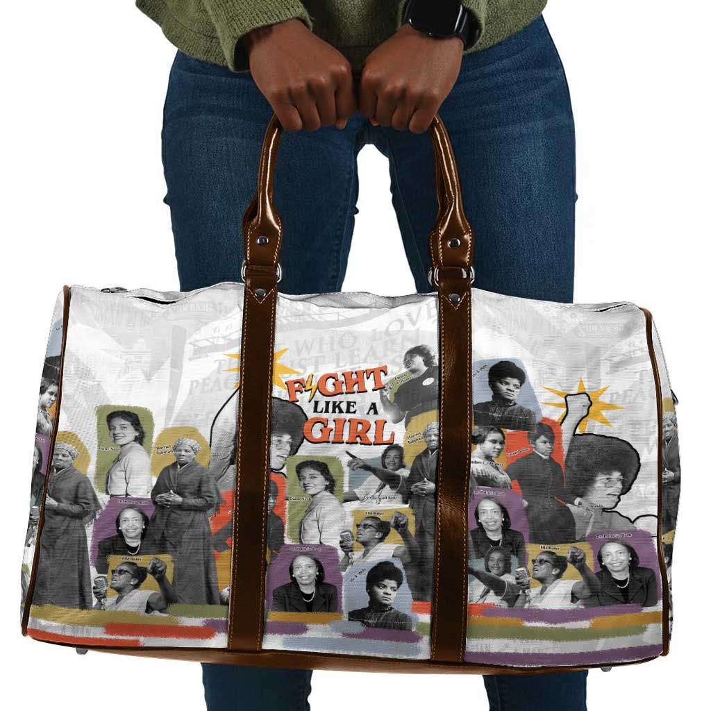 Black History Fight Like A Girl Travel Bag African Feminist Icons and Bold Retro Art Style - Wonder Print Shop