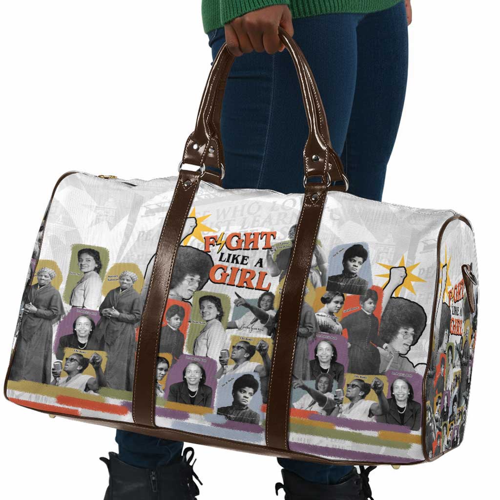 Black History Fight Like A Girl Travel Bag African Feminist Icons and Bold Retro Art Style - Wonder Print Shop