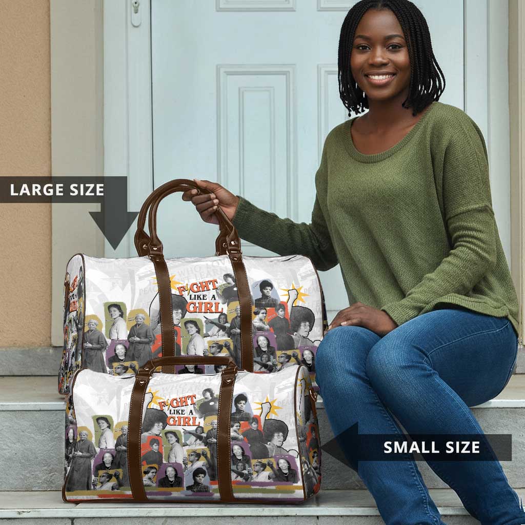 Black History Fight Like A Girl Travel Bag African Feminist Icons and Bold Retro Art Style - Wonder Print Shop