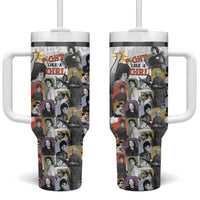 Black History Fight Like A Girl Tumbler With Handle African Feminist Icons and Bold Retro Art Style - Wonder Print Shop