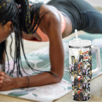 Black History Fight Like A Girl Tumbler With Handle African Feminist Icons and Bold Retro Art Style - Wonder Print Shop