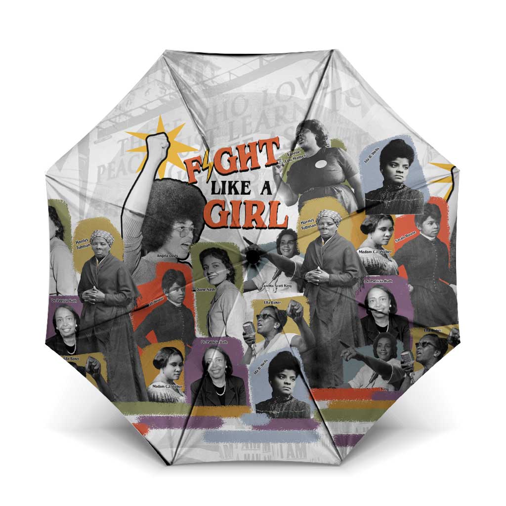 Black History Fight Like A Girl Umbrella African Feminist Icons and Bold Retro Art Style - Wonder Print Shop