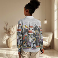 Black History Fight Like A Girl Women Casual Shirt African Feminist Icons and Bold Retro Art Style - Wonder Print Shop