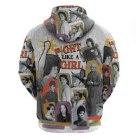 Black History Fight Like A Girl Zip Hoodie African Feminist Icons and Bold Retro Art Style - Wonder Print Shop