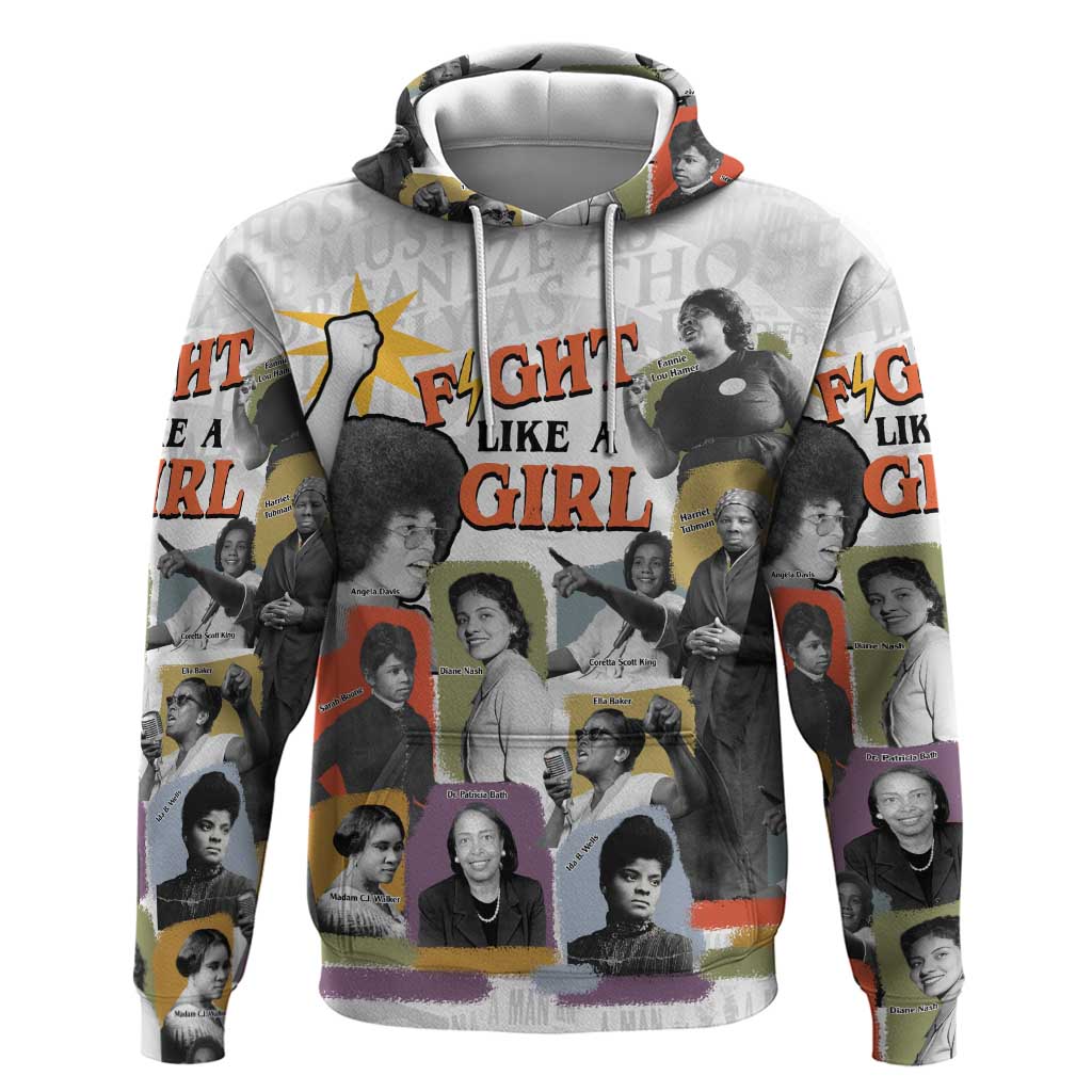 Black History Fight Like A Girl Zip Hoodie African Feminist Icons and Bold Retro Art Style - Wonder Print Shop