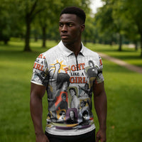 Black History Fight Like A Girl Zipper Polo Shirt African Feminist Icons and Bold Retro Art Style - Wonder Print Shop